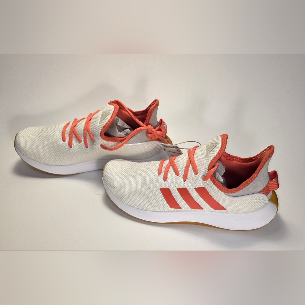 Adidas Women's White and Coral Sneakers